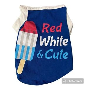 Fourth of July Independence Day Red White & Cute Small Dog Puppy TShirt